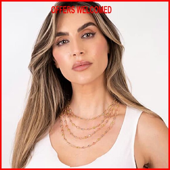 18K Gold Plated Oval Crystal Pendant Necklace for Women - Picture 5 of 7